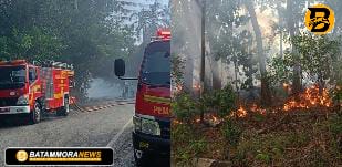 Kebakaran Lahan di Dekat Hotel Grand Eska Batu Ampar, Tiga Unit Mobil Damkar Dikerahkan