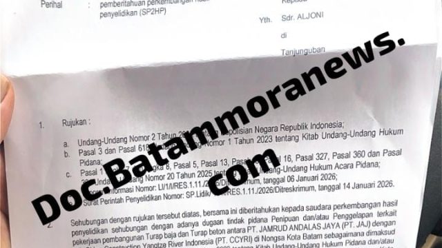 SP2HP Terbit, Tiga Petinggi PT CCYRI Kembali Tidak Hadiri Pemeriksaan Polda Kepri